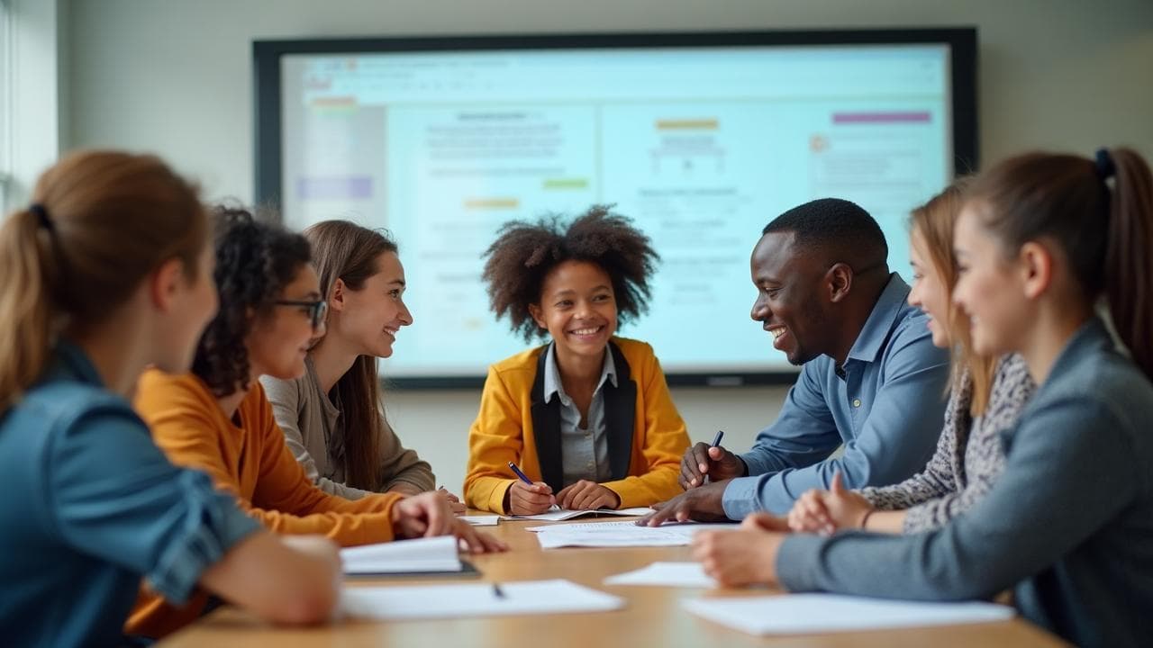 Students engaged in collaborative learning